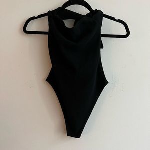 NWT Pretty Little Thing Tie Back Black Bodysuit - 2